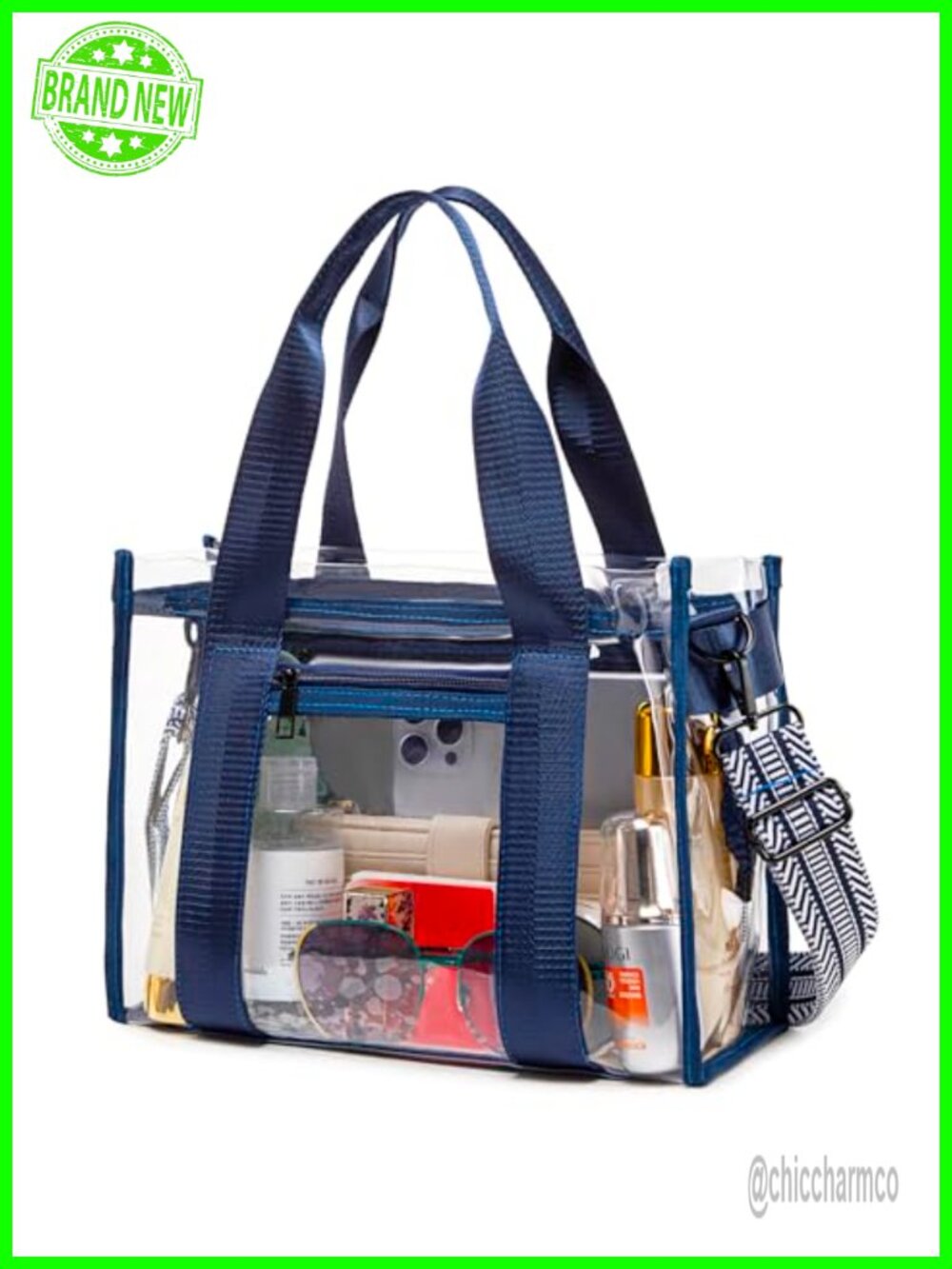 Clear Tote Bag PVC Stadium Approved with Zip Pockets